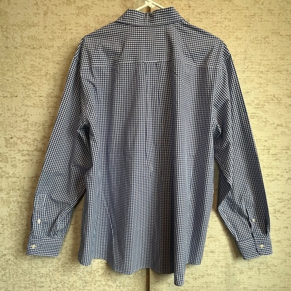 Chaps Ralph Lauren Blue Gingham Crest Button Up Shirt Sz XL Dress or Casual - Picture 12 of 15